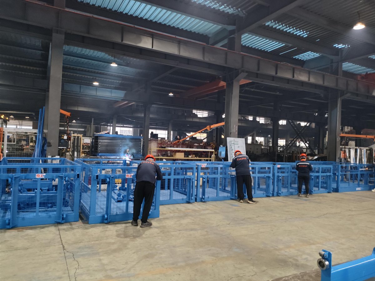 Custom goods lift assembly in workshop